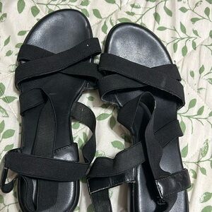 Black sandals, size 8